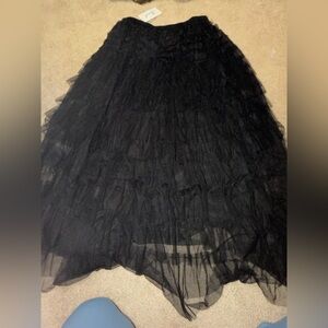 Wish Black Asymmetrical Layered Skirt